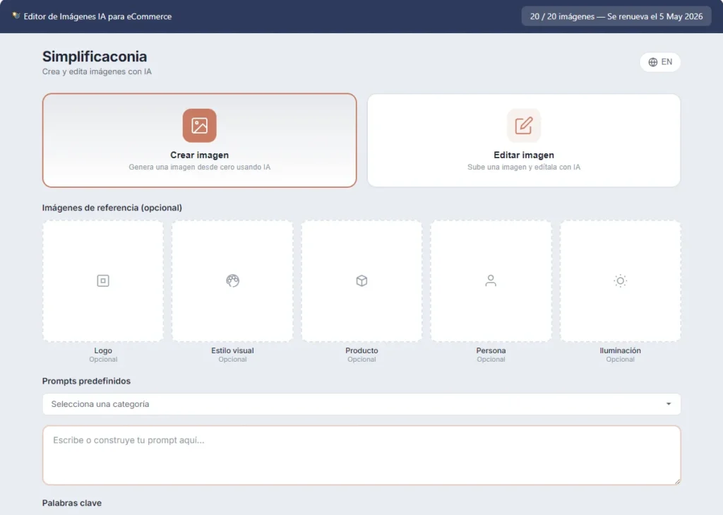 editor de fotos con ia de simplifica con ia: paso 1