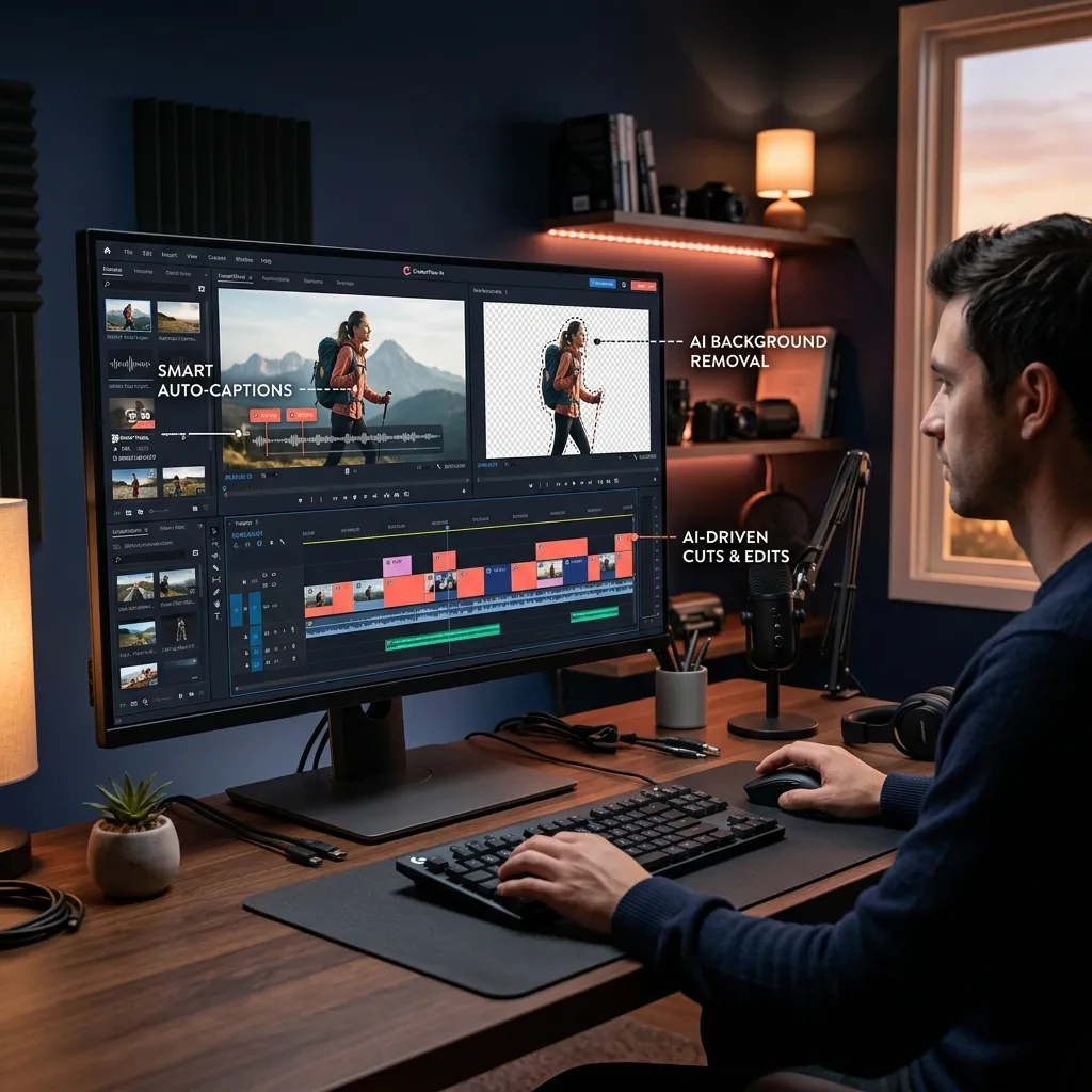 Espacio de trabajo con IA para editar vídeos profesionales