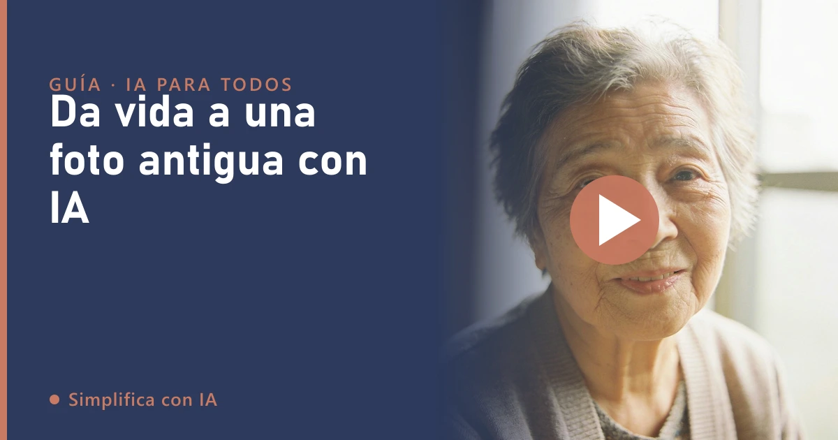 Foto antigua de una persona mayor cobrando vida en vídeo con IA