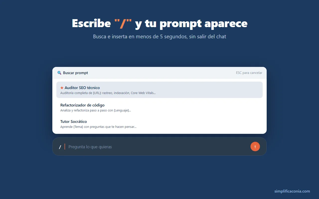 buscar prompts de chatgpt guardados en la biblioteca de prompts de simplify pormpts ai 