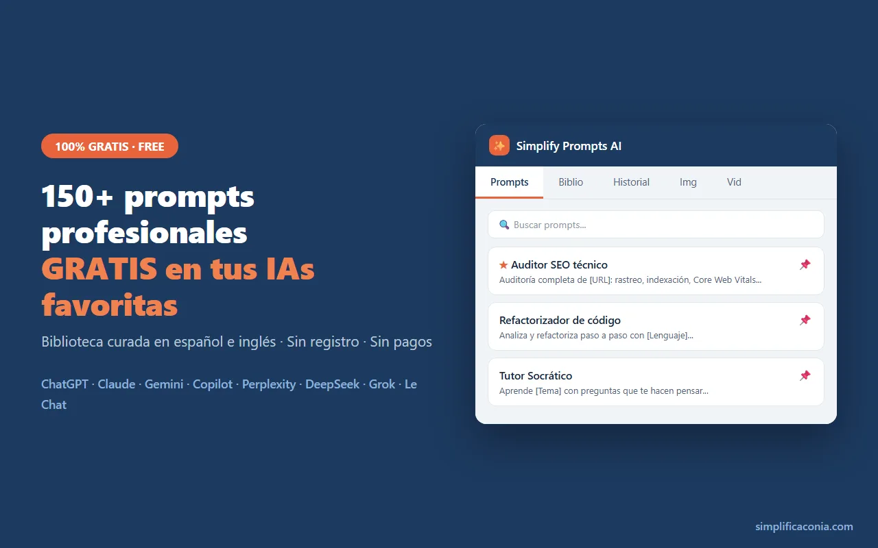 simplify pormpts ai, biblioteca de prompts alternativa a aiprm, gratis y en español
