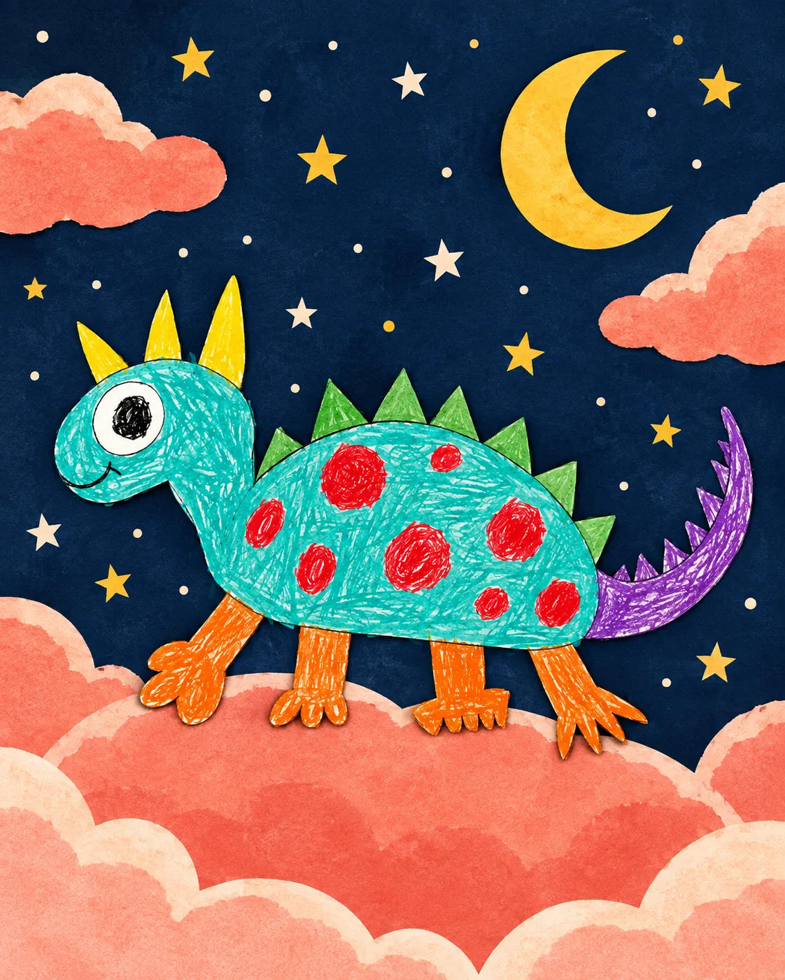 Lámina decorativa creada a partir de un dibujo infantil con IA