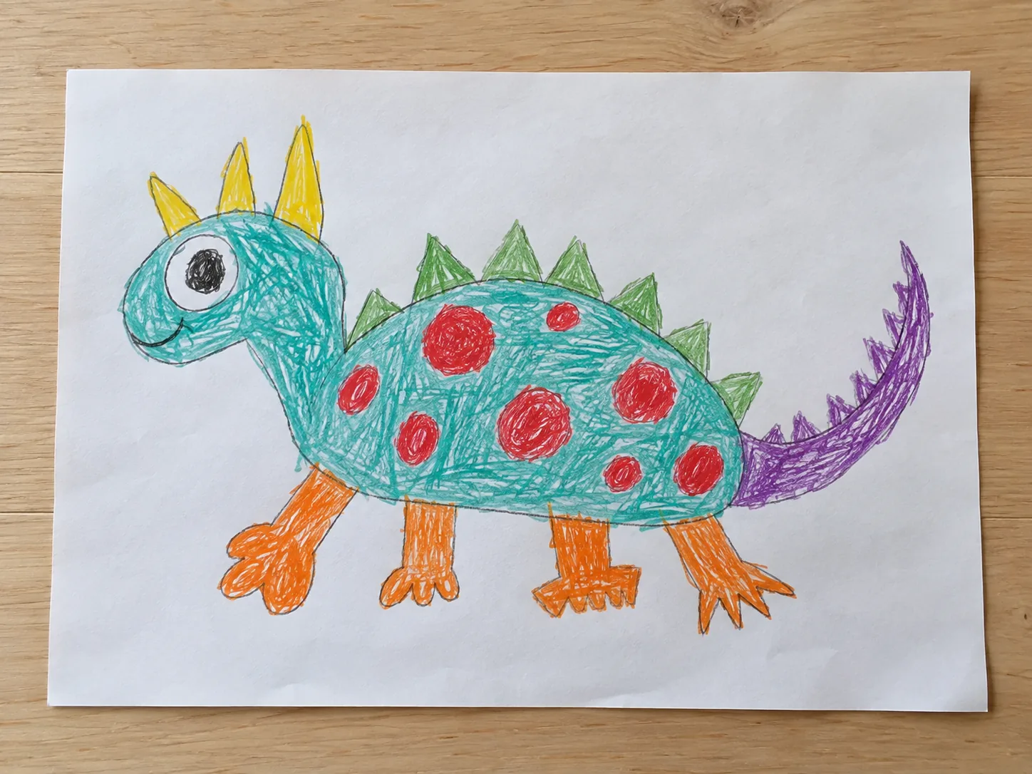 Dibujo infantil de una tortuga dragón para convertir en imagen con IA
