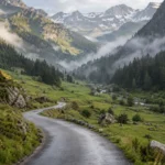 Fotos de viaje en láminas con IA: foto de entrada de un valle de los Pirineos