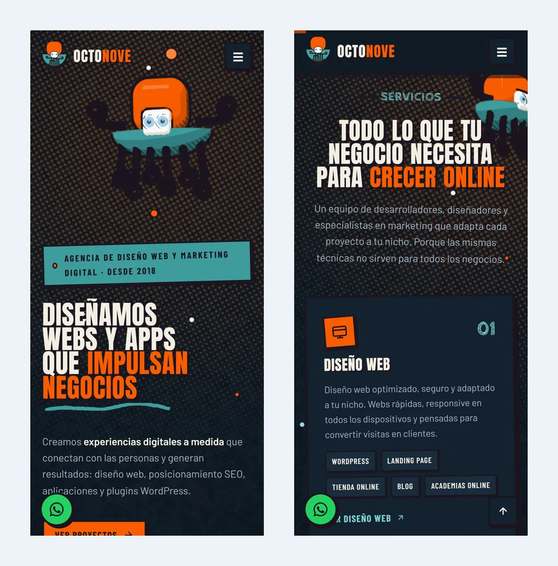 Landing page 3D creada con IA adaptada al móvil