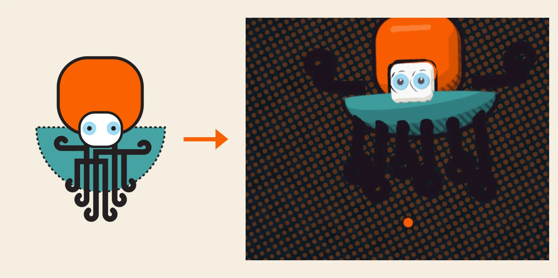 Logotipo convertido en personaje 3D para una landing page con IA