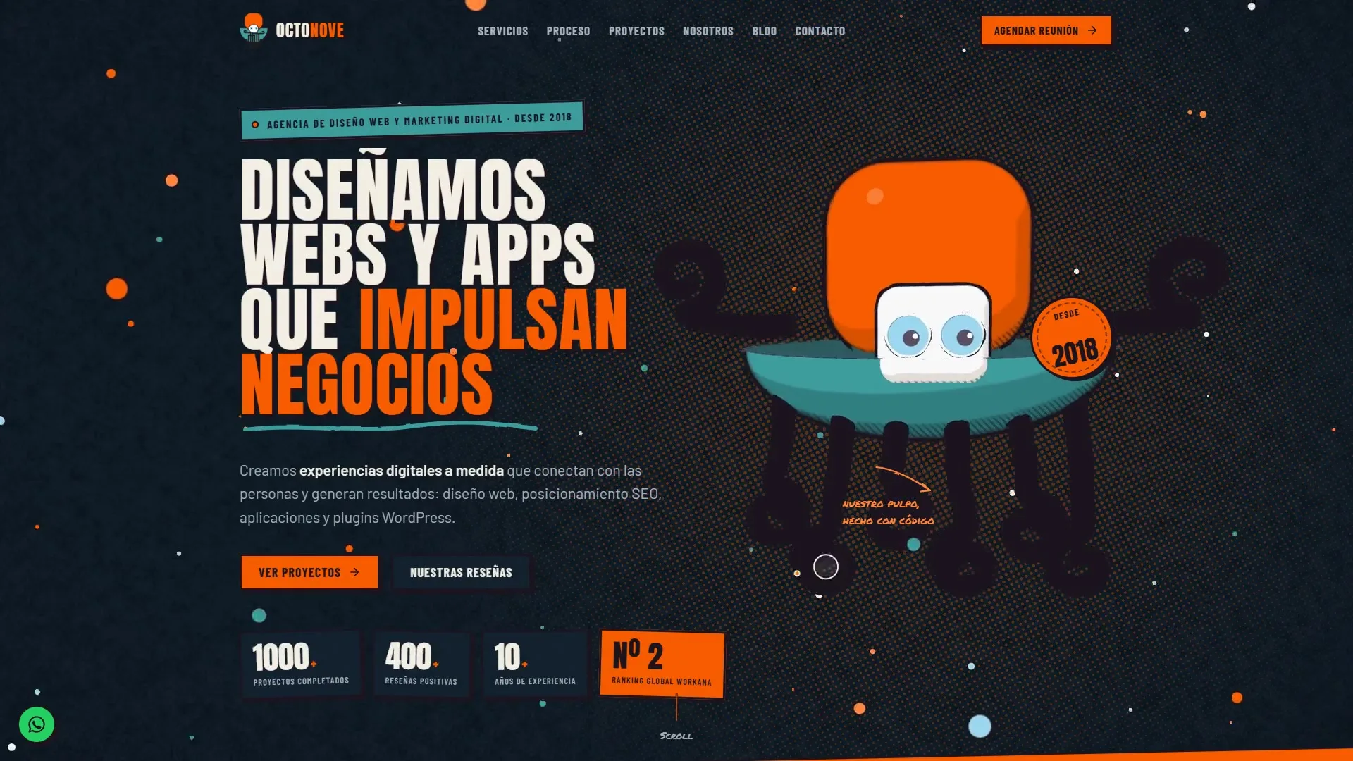 Landing page 3D creada con IA con un personaje que acompaña al visitante al hacer scroll