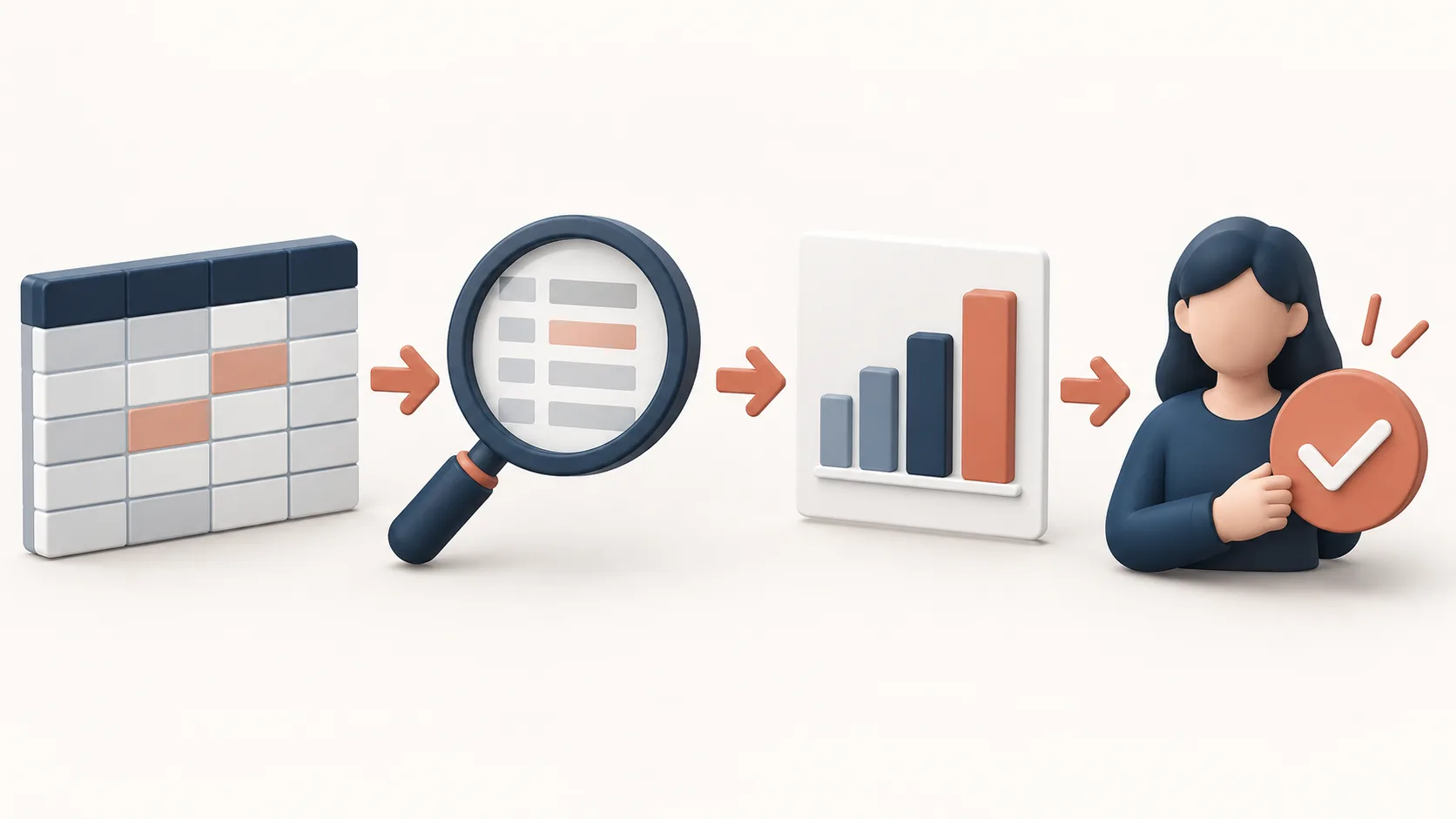 Flujo visual de datos, análisis y verificación humana